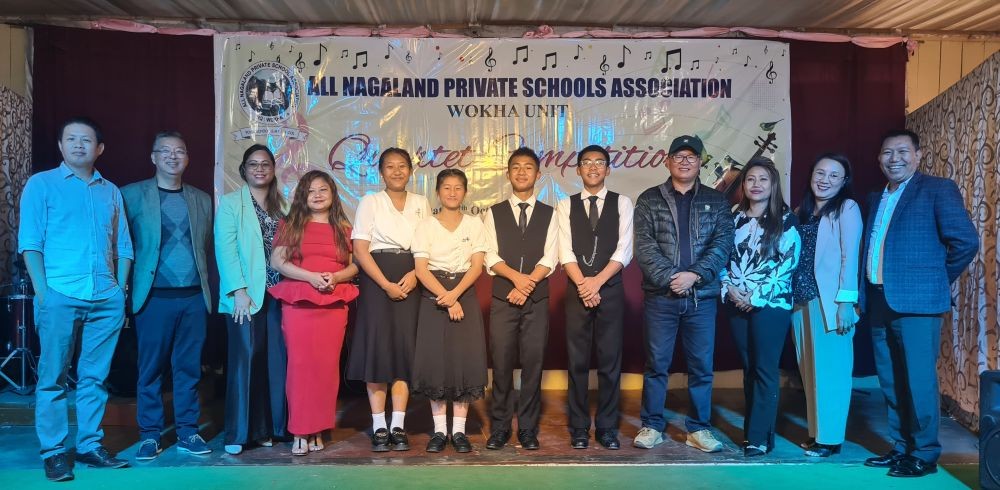 The winners with officials and others during the ANPSA Wokha Unit inter-school quartet competition on October 7.